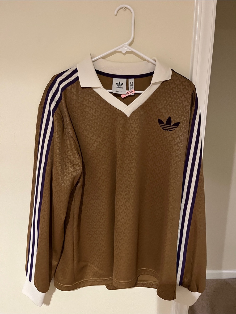 NWOT Adidas Limited Edition Brown Pique Long Sleeve Jersey